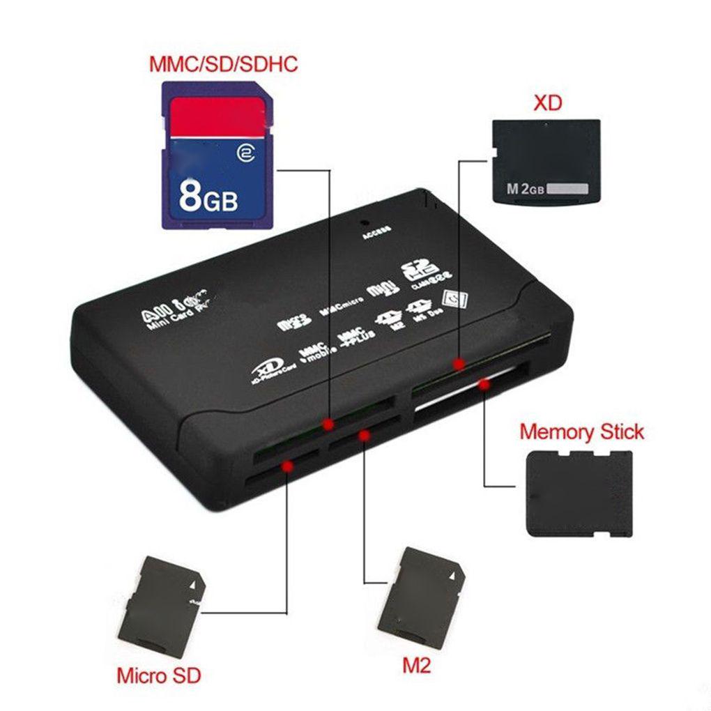 480Mbps Hepsi Bir Arada Hafıza Kartı Okuyucu USB 2.0 Harici Kart Okuyucu SD SDHC Mini Micro M2 MMC XD CF Okuyucu MP3 Dijital Kamera İçin