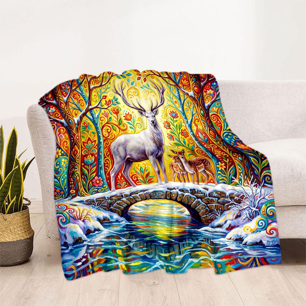 Magical Deer Fantasy Blanket,Suitable for sofas, offices, travel, living rooms, Gifts to relatives and friends, Blanket,Suitable for all seasons.