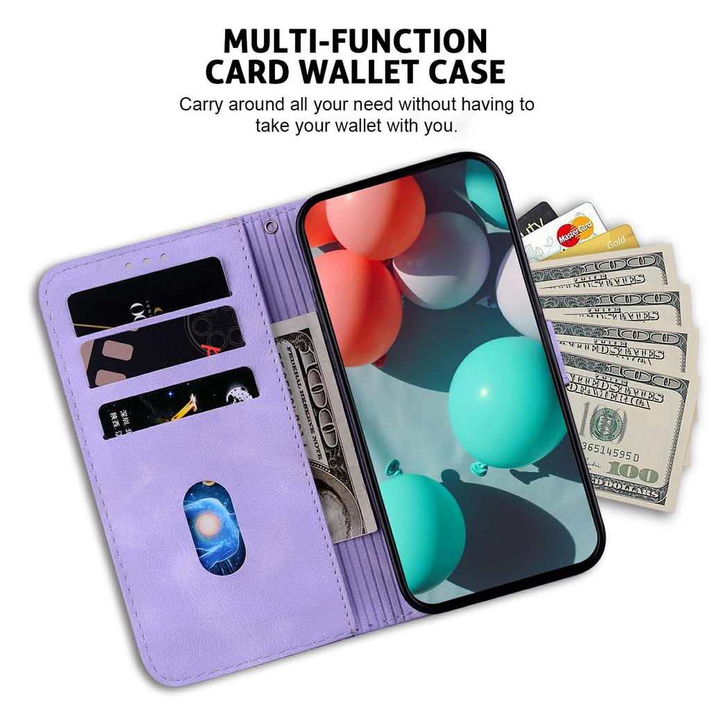 For Samsung Galaxy A07 5G Stand Case 7-Shaped Pattern Imprint Leather Phone Cover with Strap