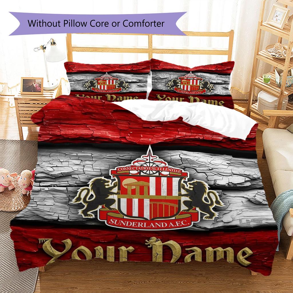 Sunderland A.F Custom Name Pattern Bedding,Quilt Set Quilt Cover Pillowcase Home Birthday Gift(1 * duvet cover + 2 * pillowcase, without core)