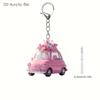 1pc, 2D Flat Fashion Pink Car with Flower Keychain for Backpack and Car Keys, Holiday Party Decorations, Perfect Gifts for Thanksgiving