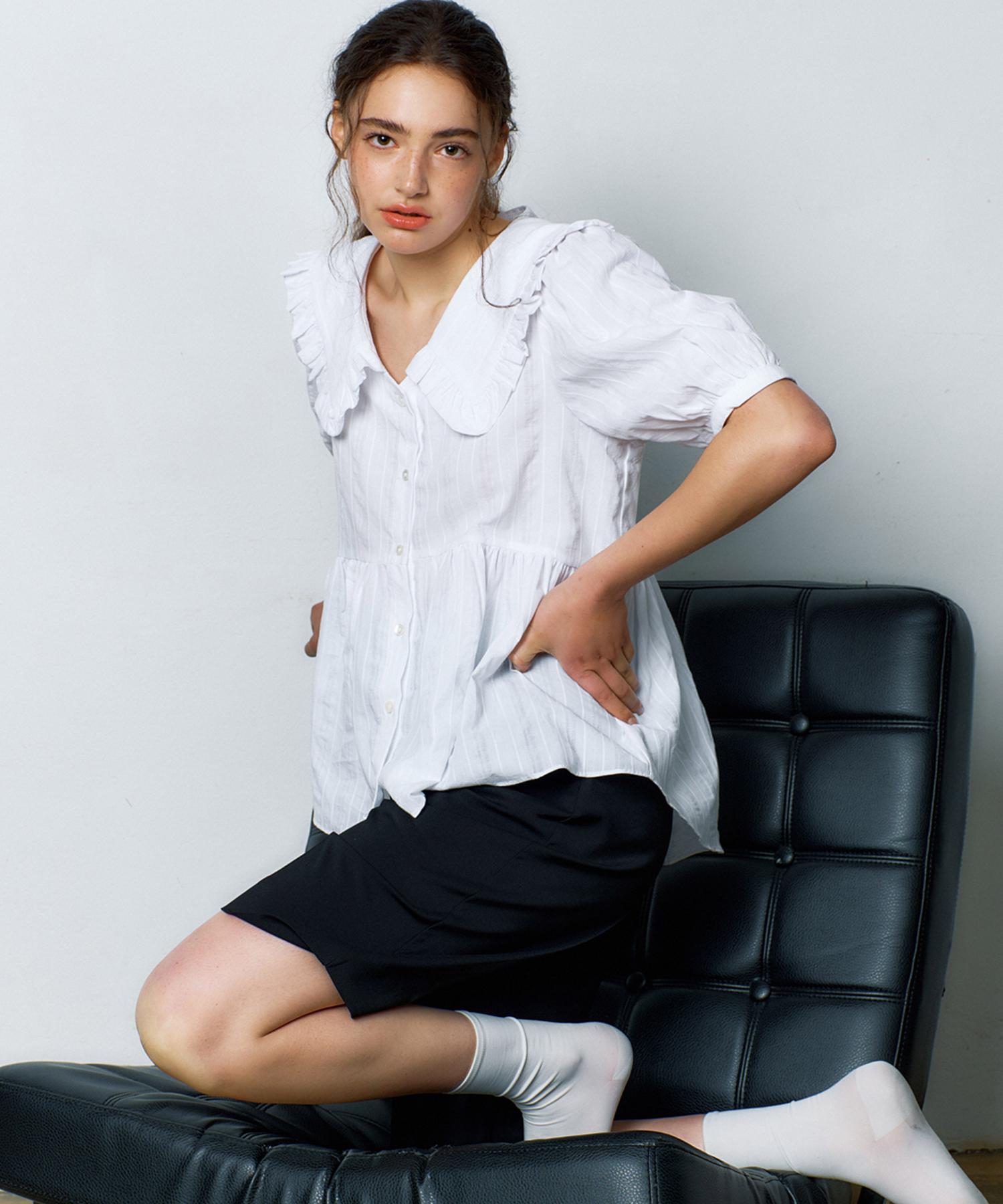 Manavis Seven Eileen Natural Blouse [White] White/Free