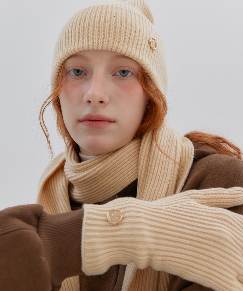ANOETIC Anc Beanie & Muffler & Gloves Set_Butter