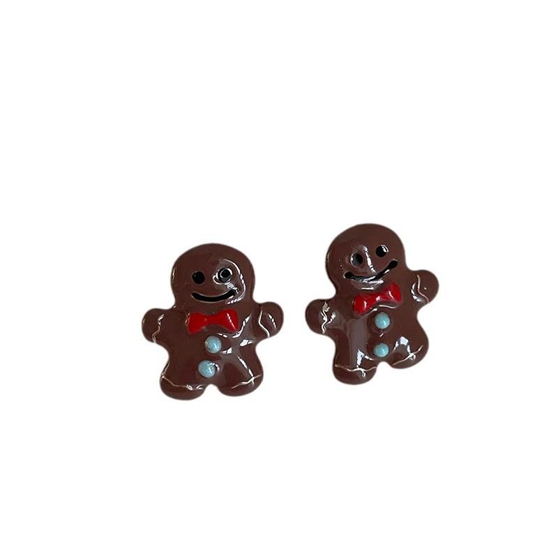 Wear Dripping Oil Before And After Fun Cartoon Gingerbread Man Stud Earrings Female Cute Exquisite Fashion Trend Versatile Earrings