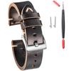 21mm Leather Watch Band, Vintage Style Handmade Horween Chromexcel Soft Leather Watch Replacement Strap for Men and Women