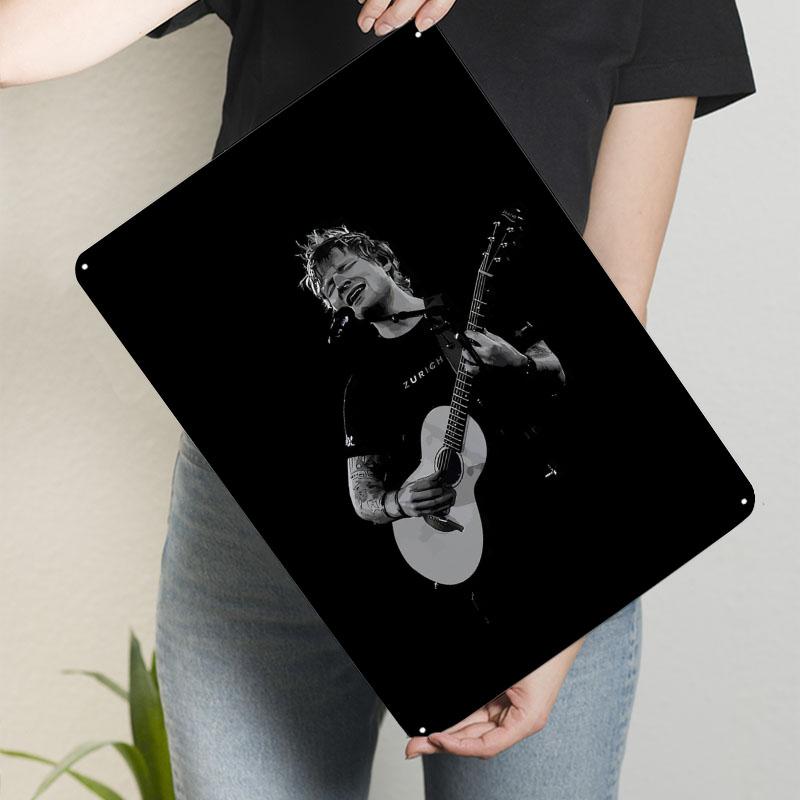 Ed Sheeran Konsert Metallskyltar Gitarrposter Estetisk Rumsinredning Män Anpassad Plåtskylt för Väggkonstdekoration Muralers Konst