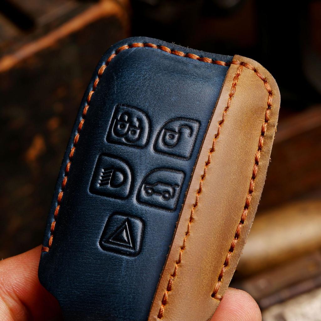 Suitable for Jaguar Key Case, Land Rover Key Case, Handmade High-end Car Key Case, Genuine Leather.