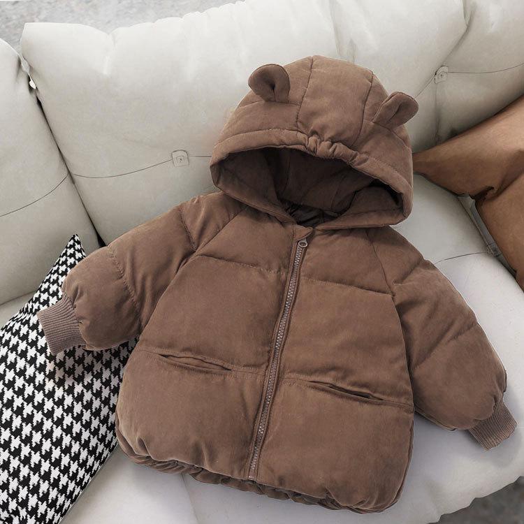 

Новая хлопковая куртка с капюшоном для младенцев и детей - Толстая, модный корейский стиль 90cm