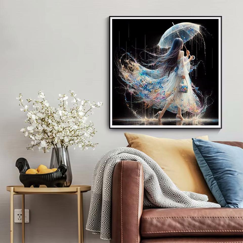 Rhinestone Painting Crystal Decor Diamond Painting Woman Umbrella 5D Cross Stitch Pattern Diamond Embroidery Diamond Painting