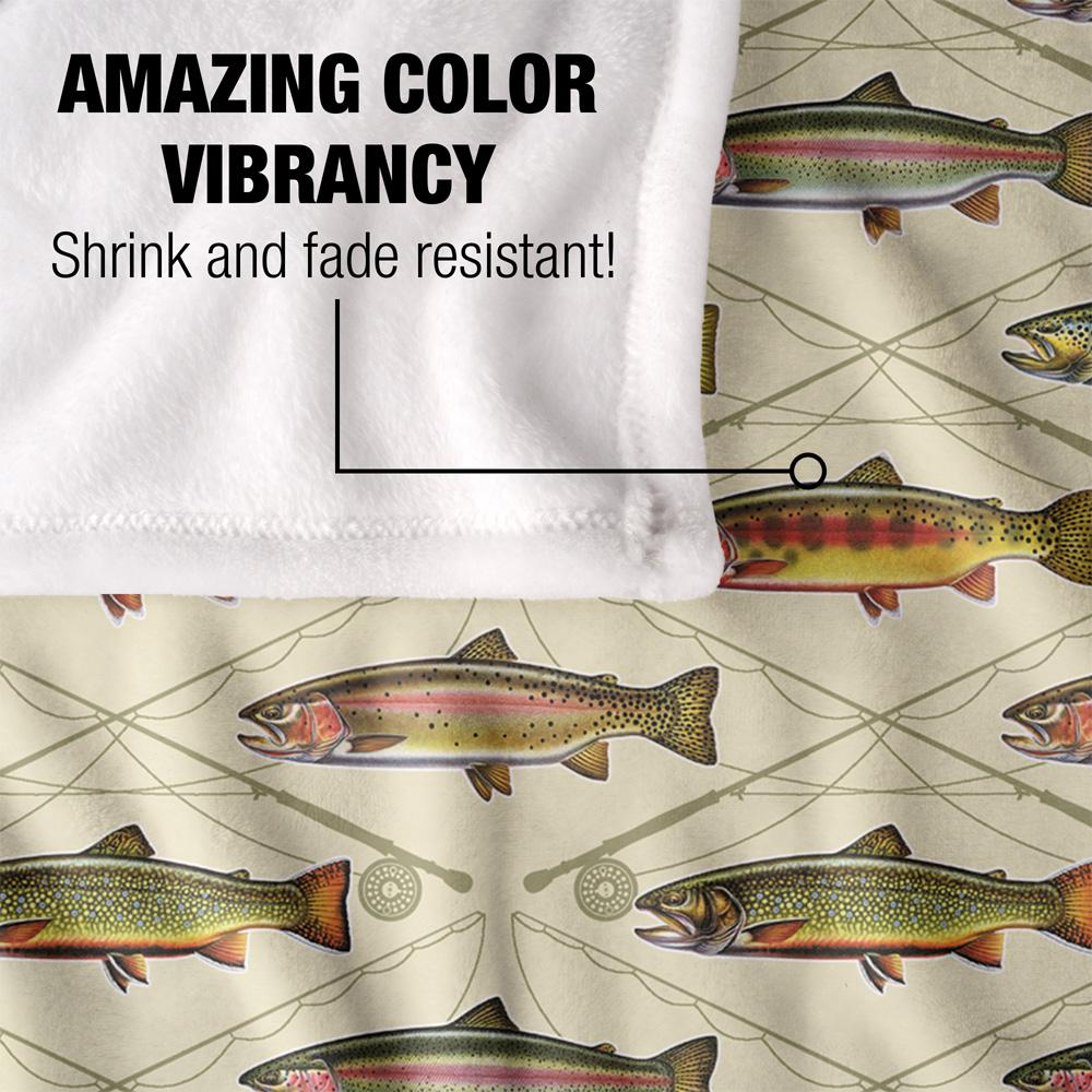 JQ Licensing Silky Trout Crossed Fishing Rods Supersoft Blanket