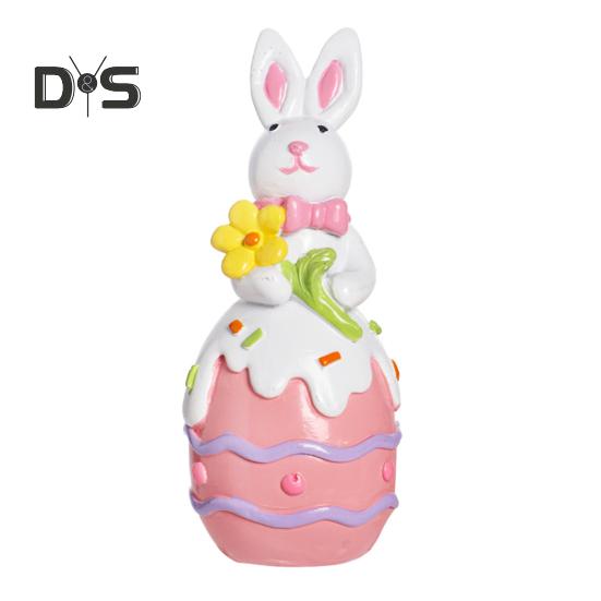 

Статуэтка пасхального кролика, резиновые фигурки кроликов с цветком/яйцом/морковкой, настольные украшения для домашнего офиса, фермерского дома, весенний декор розовый