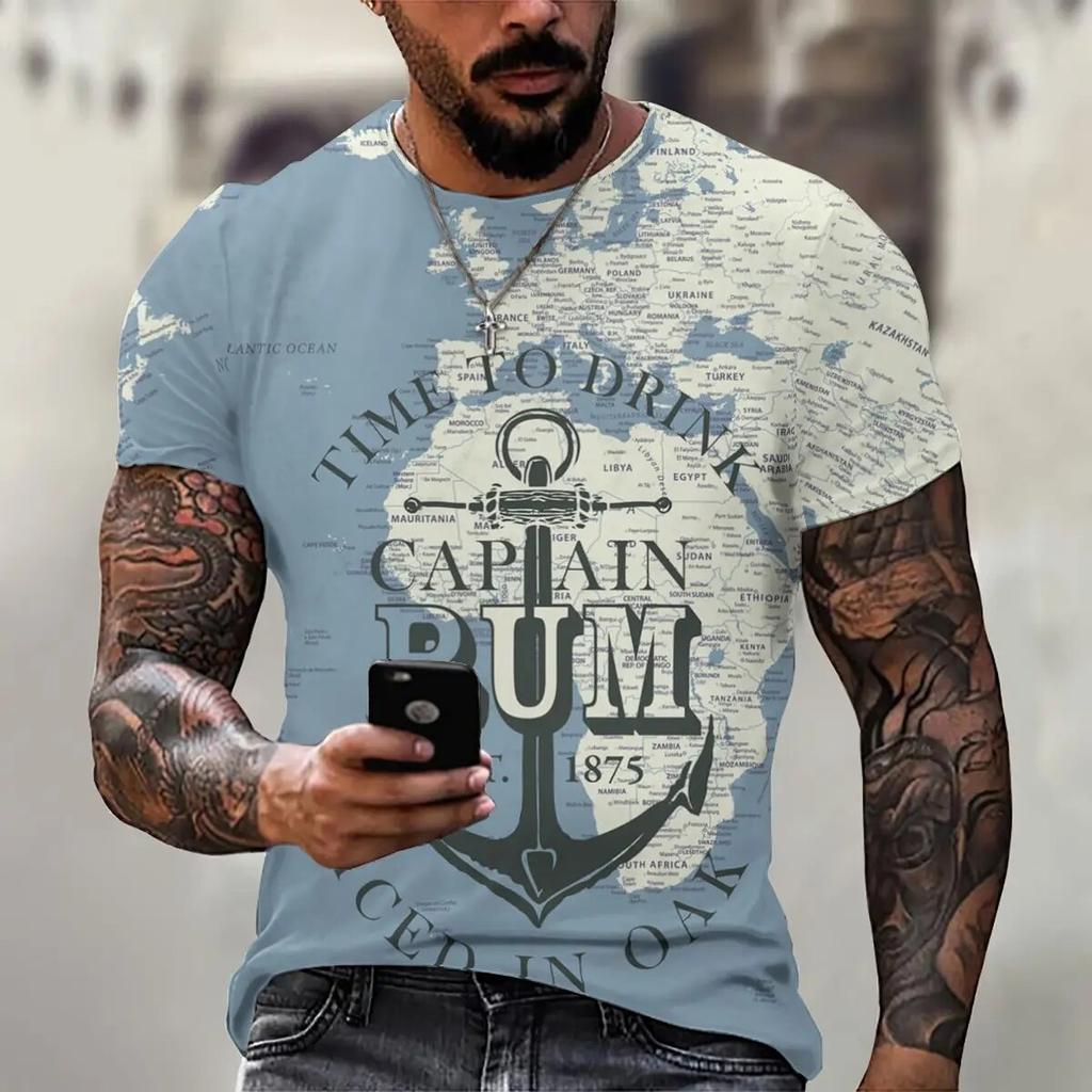 3D Printing Men's T Shirt Nautical Style Summer Fashion Short Sleeve Hip Hop Harajuku Vintage Clothes Casual O-neck Loose Tees