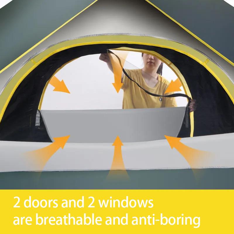 Outdoor-Campingzelt, Verdickung, zusammenklappbares Außenzelt, Camping, automatische Geschwindigkeitsöffnung, Campingzelt, 3-4 Personen