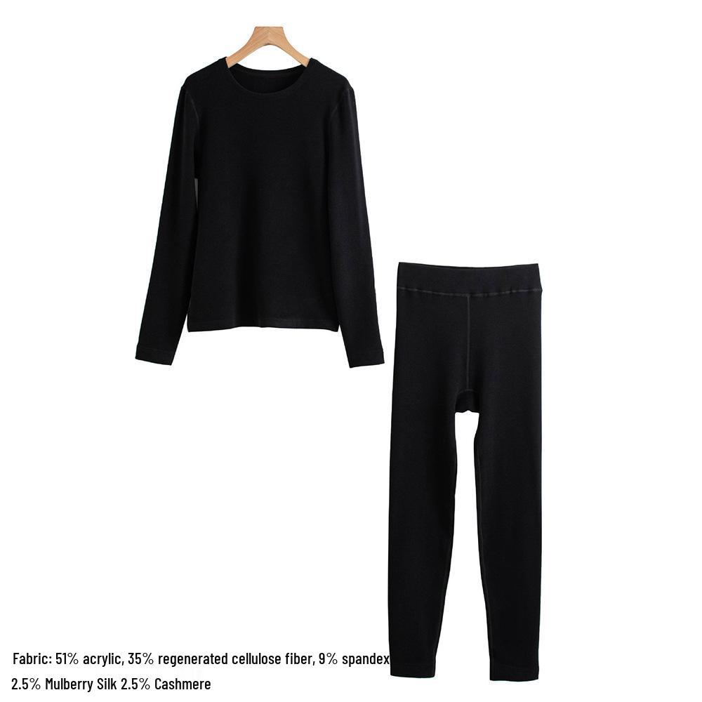 2025 Autumn Slimming Round Neck Silk Wool T-Shirt - Warm, Skin-Friendly, Solid Color