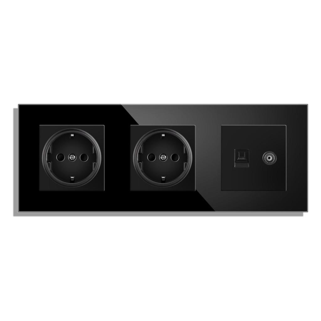 European Standard USB Wall Socket Tempered Glass Panel Socket Household Concealed Round Box Installation Socket Batch