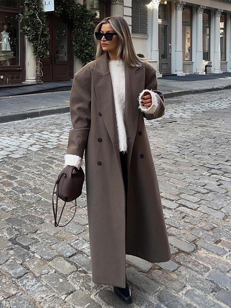 Women's Wool Coat - 2024 Autumn/Winter Collection, Commuter Style with Suit Collar