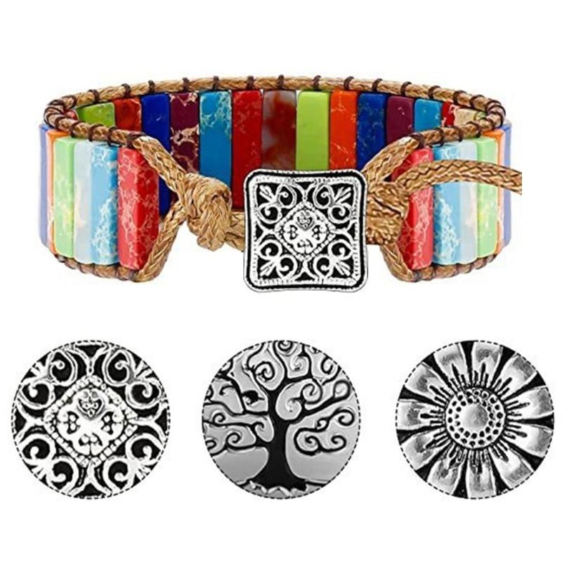 Bohemian Style Handmade Bracelet Colorful Round/Square Clasp Handchain Comfortable Wear Wristband for Fashionable Women