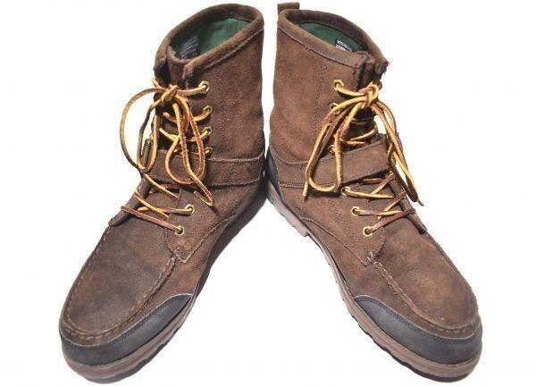 RALPH LAUREN Suede Mid Boots Hunter Style 28.0 Brown Lace-Up Belted Waterproof(USED)
