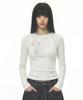 Damiswi Vintage Cross Asymmetric Button Long Sleeve_Ivory