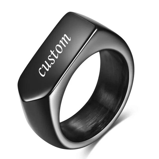 Customized Women Signet Ring Name Letter Pattern Logo Stainless Steel Rings Punk Candid Fashion Jewelry Male Wedding Accessories