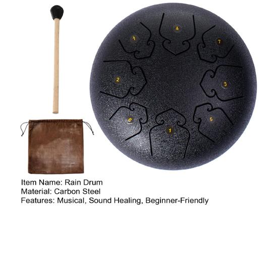 Steel Tongue Drum 4/6 Inch 8/9 Tone Rain Drum for Outside Garden Sound Healing Musical Instruments for Adults Kids Mini Handpan Drums for Meditation