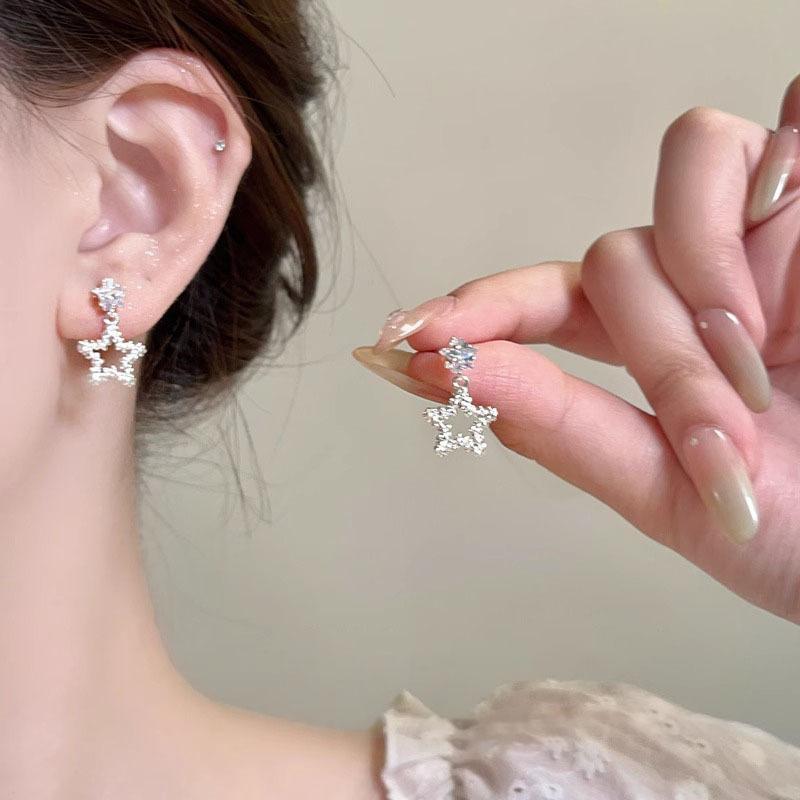 Pendant Crystal Imitation Pearl Snowflake Luxury Fashion Earrings for Women Christmas Party Jewelry Gifts