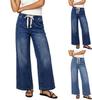 Jeans Femme Taille Haute Jambe Droite Taille Élastique Coupe Ample Décontracté