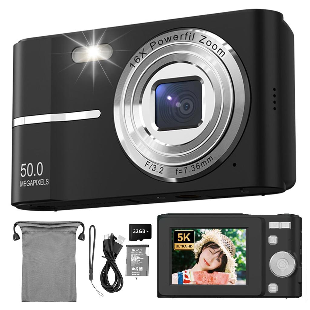 Digital 44 1080P Video AF HD Image USB C IPS 32g Memory Card Included Camera, Megapixels, Recording, Autofocus, Function, Camera, Stabilization,