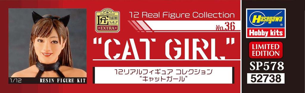 Hasegawa Real Figure Collection Cat Girl Unpainted Resin Kit SP578 1/12 No.36