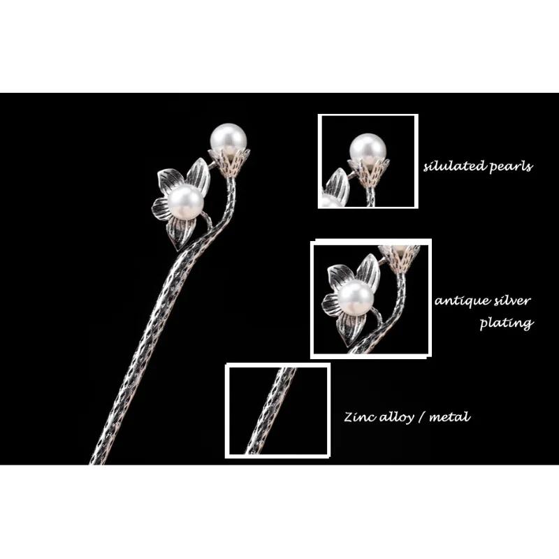 Women Fashion Retro Hairpin Chinese Style Imitation Pearl Hair Clip Han Elements Cheongsam Ancient Costume Jewelry Accessories