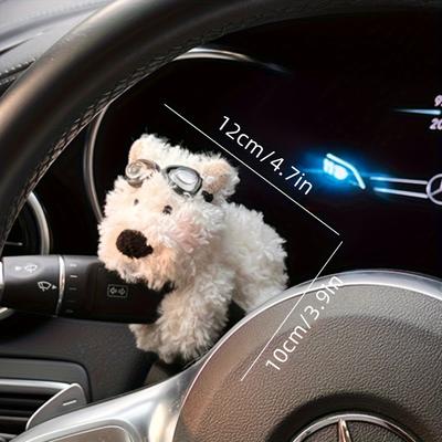 Flauschiger Hunde Wackel-Kopf Weiß Polyester Auto Innenraum Zubehör Auto Deko Geschenk