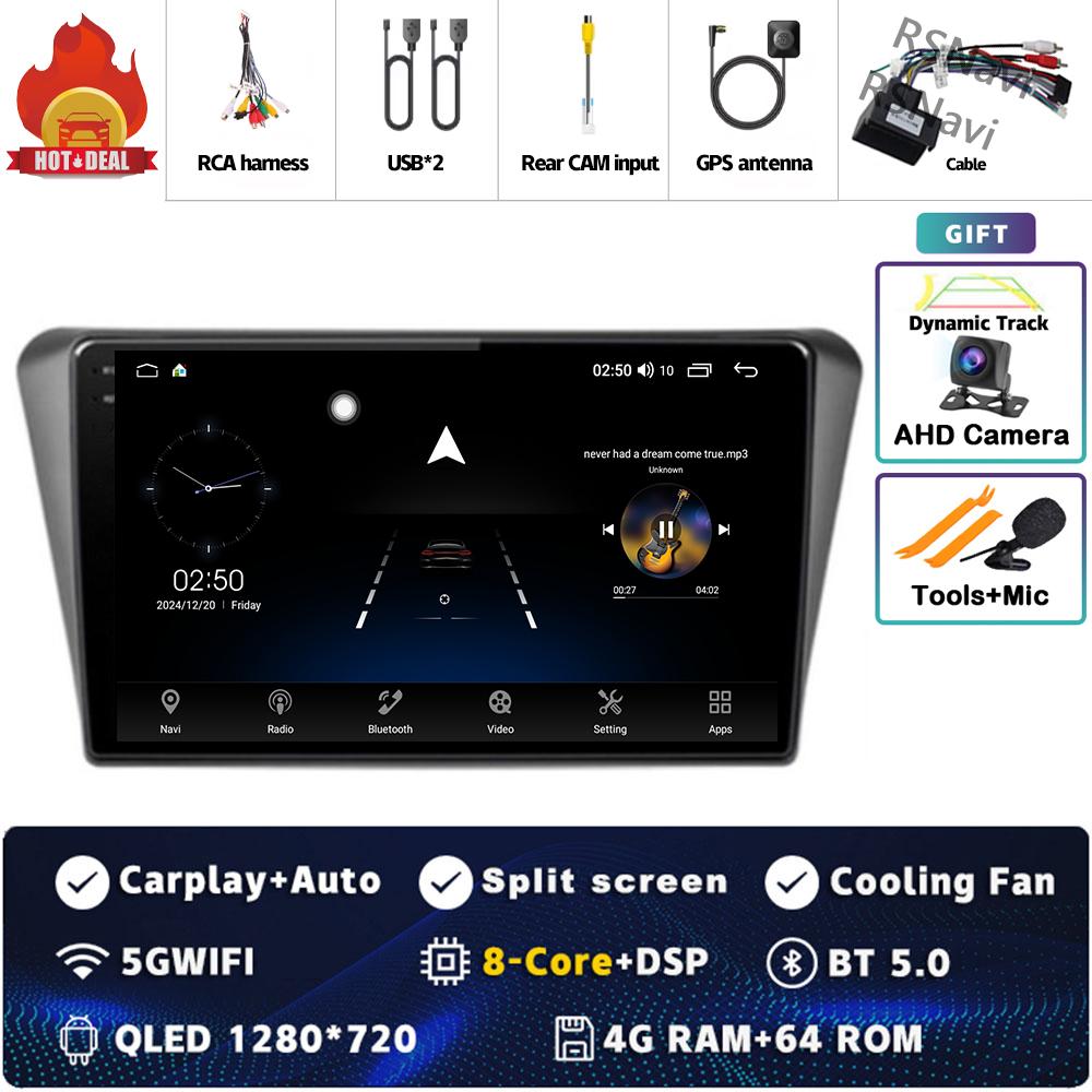 9" Android 14 Carplay Car Radio For Peugeot 408 2014 - 2018 Multimedia Video Player Navigation GPS Stereo 2Din DVD 360 Camera BT