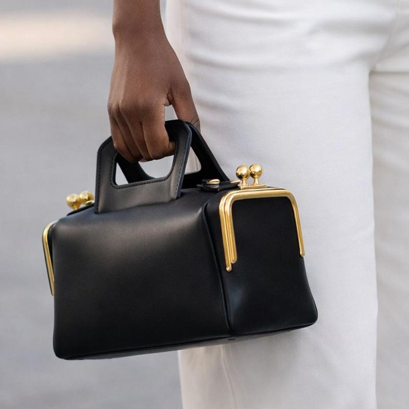 NEW Two Side Clamp Design Frame Kiss Lock Bag For Women Luxury Designer Handbag Purse 2026 New In PU Underarm Shoulder Bag