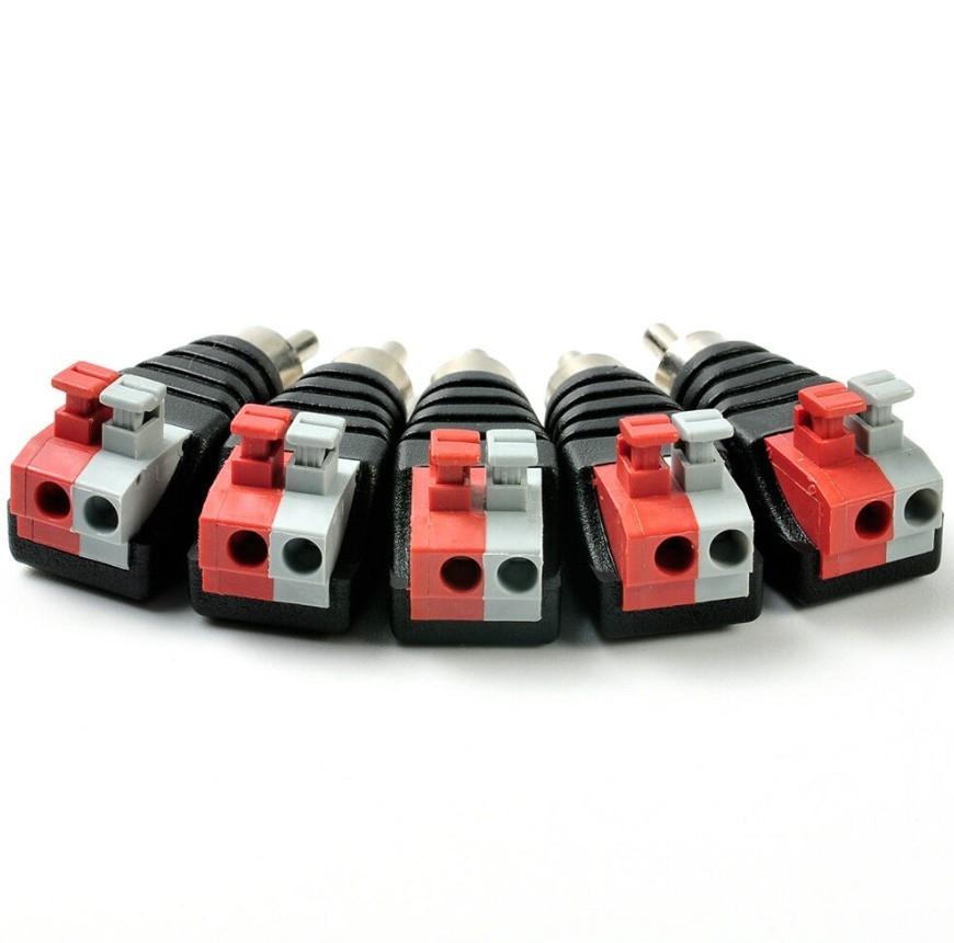 Quick Installation 2PCS Speaker Wire AV Cable to Audio Male Connector