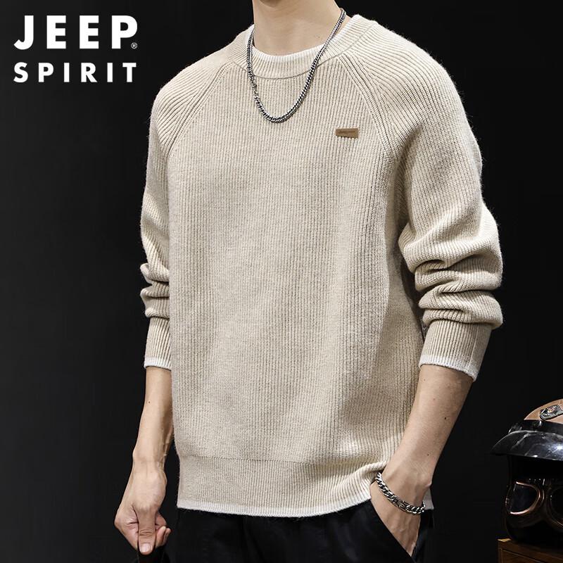 JEEP SPIRIT Men's Loose Fit Heavy Knit Pullover Sweater