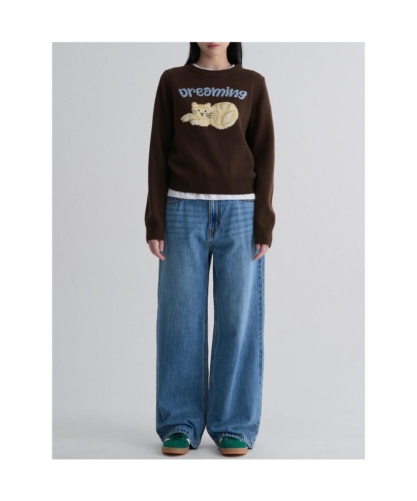8SECONDS Cat Jacquard Pullover Brown
