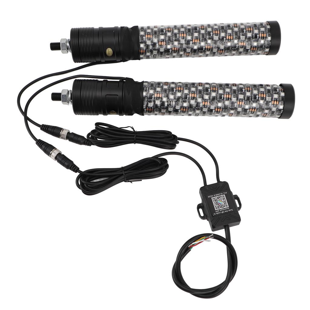 2pcs 12‑24V RGB LED Whip Light Waterproof App Remote Control 366 Modes Chasing Whip   for UTV ATV Off Road Sand Truck Boat