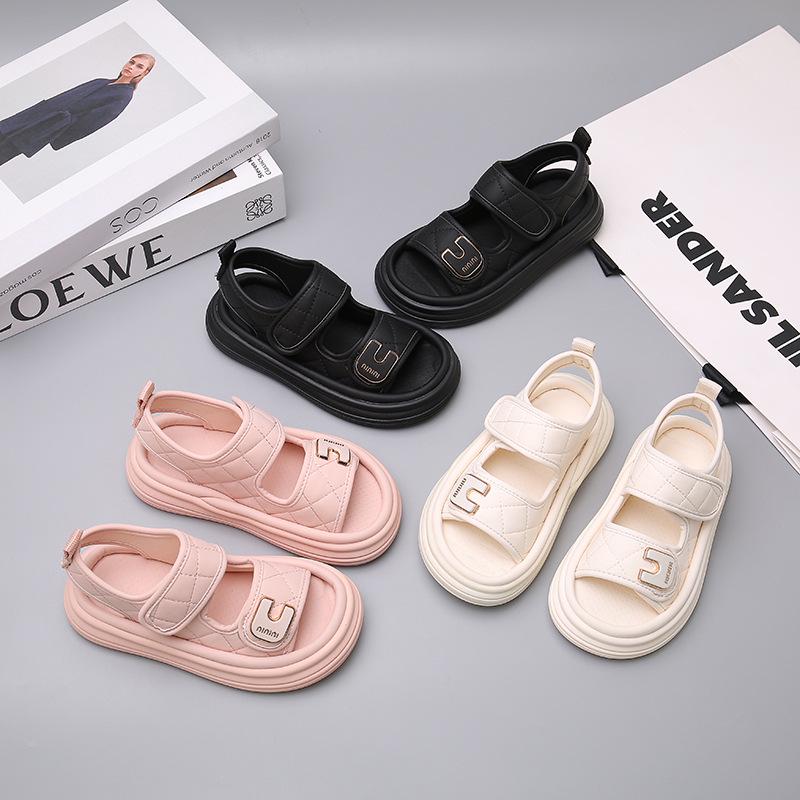2025 Summer Kids' Sporty Open-Toe Velcro Sandals: Toddler Boys' & Girls' Soft Sole Beach Shoes