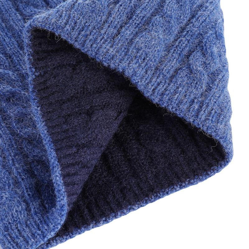 Winter solid color warm scarf double-sided twist fashion neck cover women's scarf knitted wool elastic single ring pullover hat