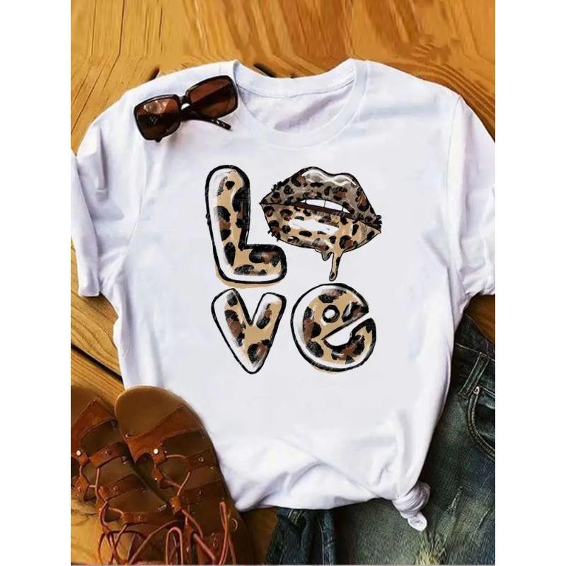 Women Female Graphic Tee Clothes Ladies Peace and Love Vintage Watercolor Summer T Clothing Print Fashion Tshirts Short Sleeve
