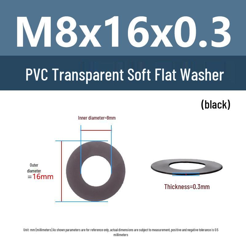 Yigu Black PVC Insulating Waterproof Flat Washer (M2-M10, M4-M5)