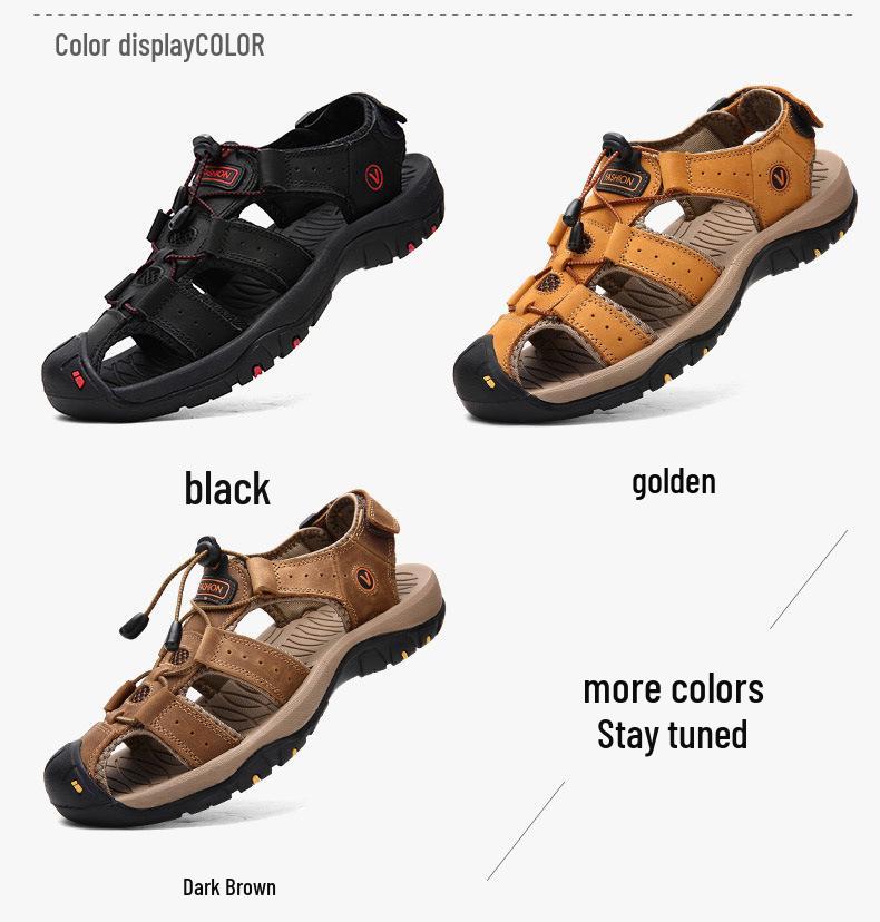 Korean Style Men's Breathable Outdoor Sports Sandals - Trendy Summer Closed-Toe Beach Shoes for Teenagers
