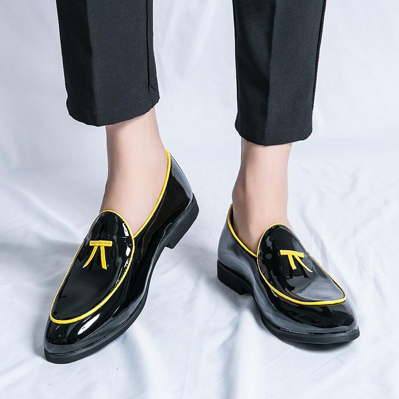 Men's Loafers 46 Large Size New Men's Shoes Fashion Foot Cover Pointed Leather Shoes Trend Retro Casual Leather Shoes