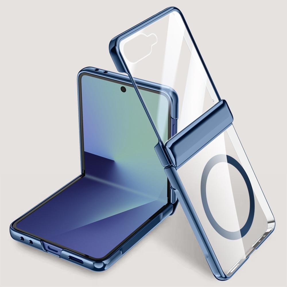 För Samsung Galaxy Z Flip7 5G Magnetiskt Skal Hårt PC+Akryl Telefonskal med HD Bakre Liten Skärmskydd