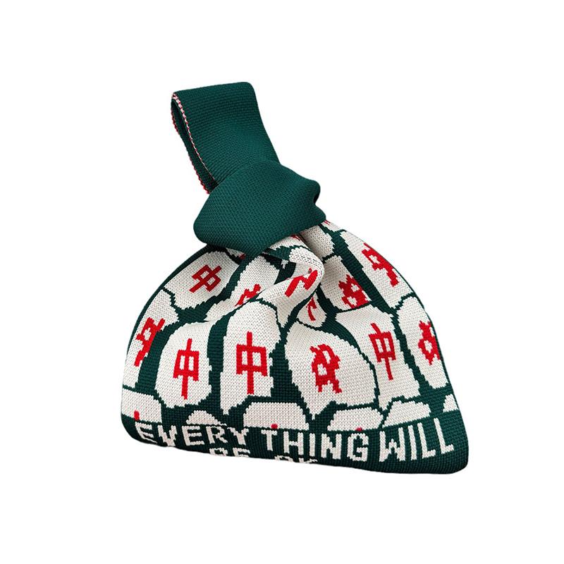 2025 Mode Neue Reiche Mahjong Strickhandtasche Tägliche Pendeltasche Eimerbeutel Lässige Joker Tragetasche