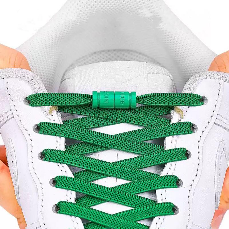 2Pair New Colorful Capsule Lock Shoelaces Without Ties Elastic Laces Sneakers No Tie Shoe Laces Kids Adult 0.6cm Flat Shoelace