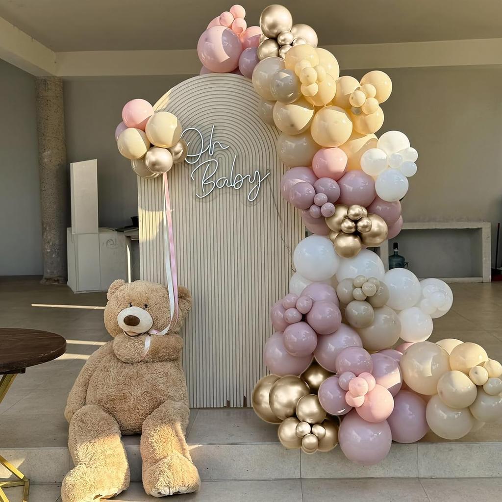 Dusty Pink Beige Balloons, 60 Pcs 12 Inch Pink Sand White Balloons, Metallic Gold Nude Cream Balloon for Girls Women Birthday Pastel Bridal Shower