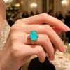Zarte Seeblau Quadrat Zirkonia Eingelegte Klassische Damenringe Party Täglich Damen Retro Ring Schmuck