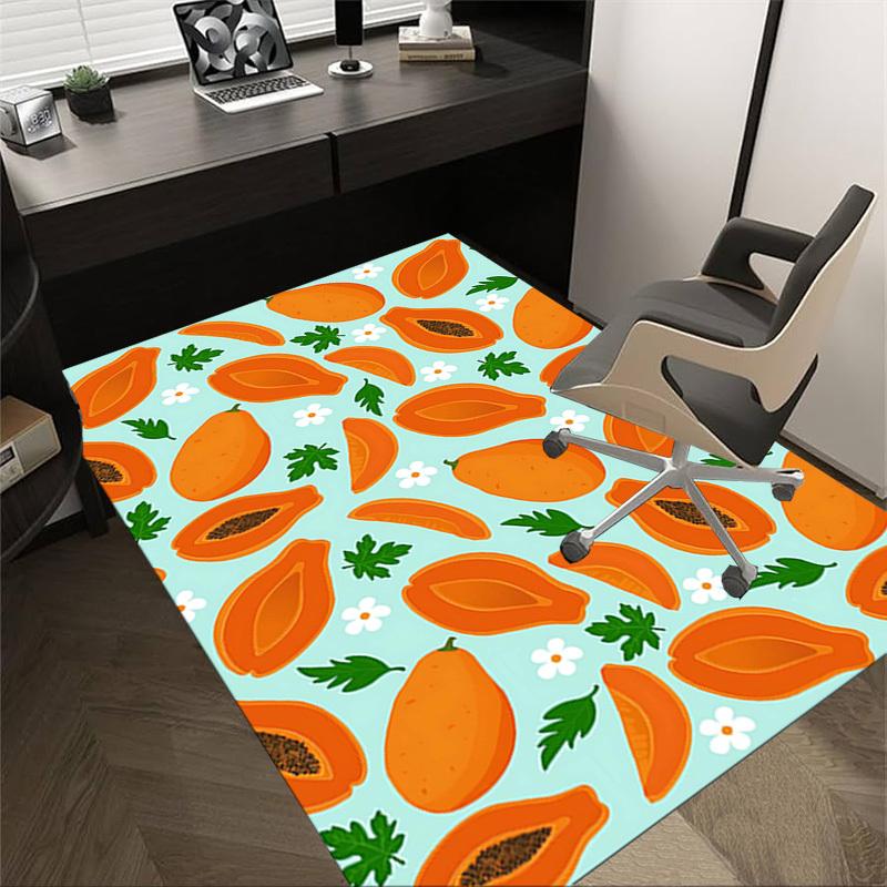 

1PC Papaya Flowers Non-Slip Floor Carpet Compatible for Office&Living Room&Bedroom&Dining room - Flat-Weave Machine-O350 60cm by 90cm