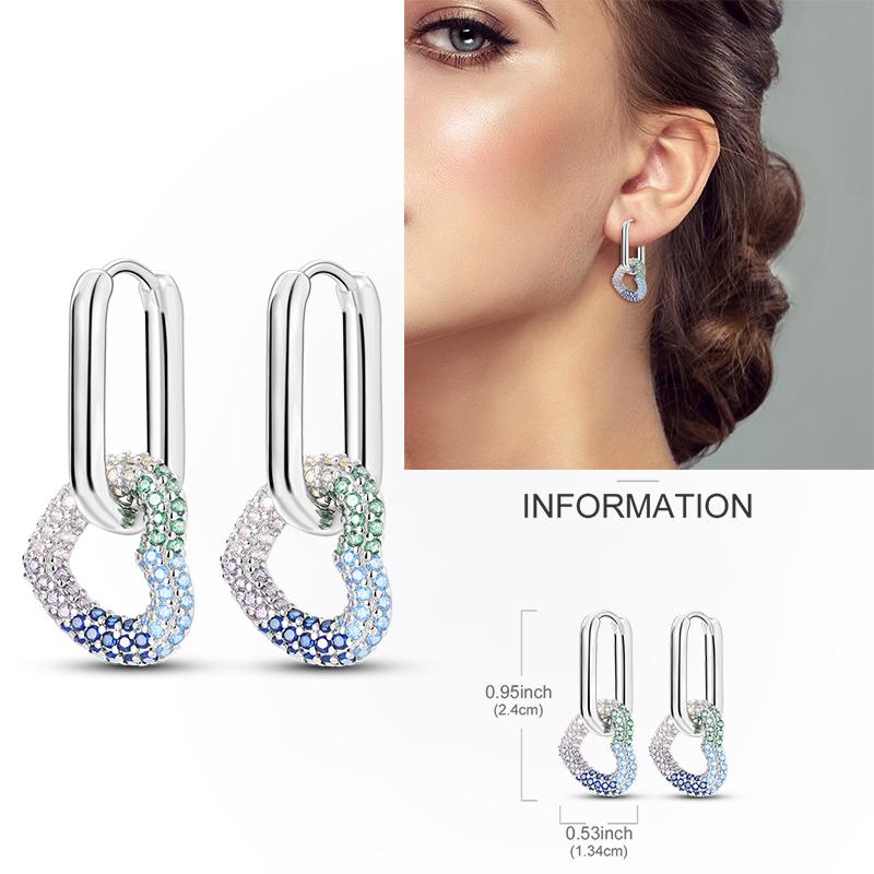 925 Silver Hoop Earring Moon Sun Earring Pendent Zircon Heart Shape Star Eardrop For Women Girl Making Jewelry